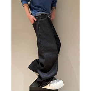 Pantalones Vaqueros Anchos de Mezclilla para Hombre, Estilo Casual, Holgados, Estilo Urbano, Vintage, Negros - Product Image 5