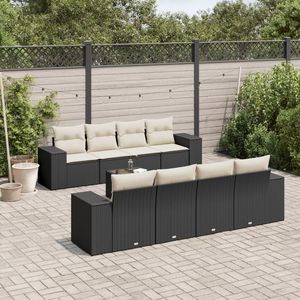 Conjunto de Sofás de Jardín en Blanco Crema y Negro - Product Image 1