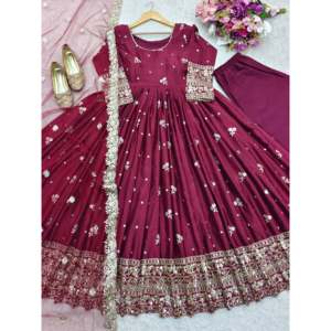 Vestido de Noche de Diseñador con Bordado de Lentejuelas para Fiestas con Dupatta Incluido - Product Image 3