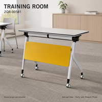 Table de formation mobile avec panneau de discrétion jaune et roulettes, plateau gris clair pour bureaux, salles de réunion et espaces d'apprentissage