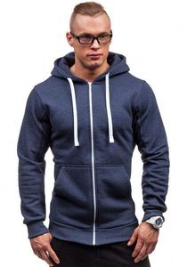 เสื้อฮู้ดซิปผู้ชายทรงเข้ารูป สีเทาเข้ม ผ้าฝ้ายถัก 100% เฟรนช์เทอร์รี่ สวมใส่สบายๆ ในฤดูใบไม้ร่วง ความยาวปกติ - Product Image 3