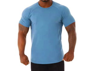เสื้อยืดเจอร์ซีย์ฮิปฮอปแขนสั้นผู้ชาย สีน้ำเงิน แห้งเร็ว ระบายอากาศได้ดี กันยับ ทรงปกติ คอกลม ผ้าโพลีเอสเตอร์ทอแบบลำลอง - Product Image 2