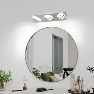 Moderna Lampada LED da 21 Pollici per Specchio da Bagno, 3 Lenti Ovali in Acrilico Bianco, Base Cromata, Rotazione a 360 Gradi - Product Image 1
