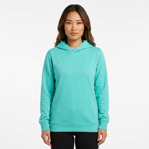Sudadera con Capucha Unisex para Invierno, Forrada, de Color Sólido, Tejida, Casual, de Manga Larga, Corte Regular, Verde Menta, Teñido Liso, de Felpa - Product Image 5