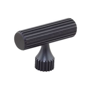 Tirador de aluminio acanalado en forma de T Bruno con textura, en acabado dorado mate AB y negro mate, para herrajes de gabinete - Product Image 2
