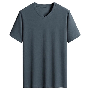 T-shirt pour homme de haute qualité, taille plus, 100% coton, col en V, manches courtes, respirant, décontracté, vêtements d'été pour homme, logo personnalisé - Product Image 6