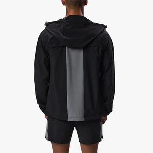 Chaqueta Deportiva Negra con Capucha para Hombre, Cortavientos, Manga Larga, Diseño Color Block, Ligera, de Poliéster, para Primavera, Corte Regular - Product Image 2