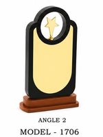 Placa de madera moderna con logotipo personalizado para reconocimiento de empleados y premios de logro, trofeo de madera de color negro.