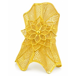 Wholesale 14K 18K 24K Gold Plated Wide Kada Intricate Floral Openwork Dubai Style Arabic <b>Bridal</b> Kada Fashion Jewelry Oro Joyeria - Product Image 1