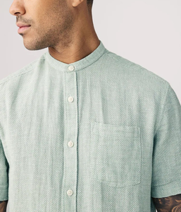 Camisa de Manga Corta para Hombre, Cuello Clásico, 100% Algodón y Lino, Estilo Casual de Verano, Varias Opciones de Color, Fabricación OEM - Product Image 5