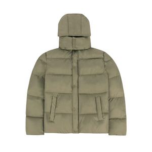 Chaqueta Acolchada Verde Oliva para Hombre, Cuello Alto, con Capucha, Resistente al Viento, Abrigo de Invierno, Estilo Casual, Corte Regular - Product Image 1