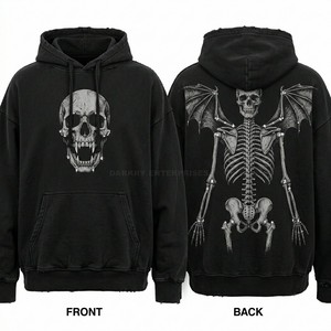 Custom Black Vintage Wash Hoodie <b>Men</b> Heavyweight Distressed Streetwear <b>Pullover</b> High Quality Fleece Hoody Manufacturing Supply - Product Image 1