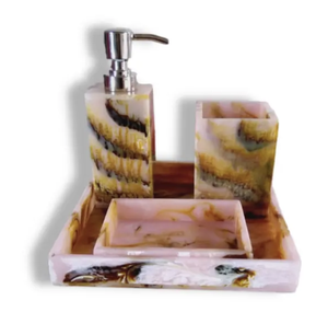 Elegant Acrylic Bathroom Set Rectangle Four-piece With Soap <b>Dispenser</b> And Toothbrush Holder For Home Decoration - Product Image 5
