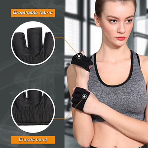 <b>Half</b> Finger Gym Gloves Black With Pink Silicone Grip Non <b>Slip</b> Unisex Fitness Workout Gear Pull On Design Weight Lifting - Product Image 6