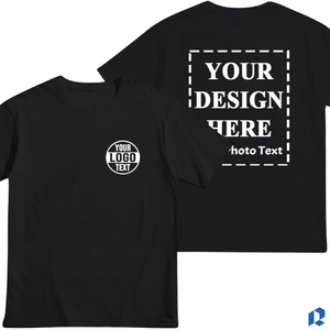 T-shirt en coton personnalisé pour homme, col roulé, manches courtes, uni, formel, coupe ample avec impression de logo sur le devant - Product Image 3