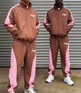 OEM Designer Nylon Windbreaker Tracksuit Set Custom Logo Stand Collar Side Piping <b>Detailing</b> Men's <b>Quick</b> Dry Zipper Tracksuit - Product Image 2