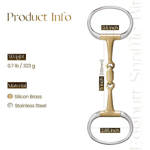 Snaffle Bit Stainless Steel with Copper <b>Silicon</b> Brass Eggbutt and D-Ring Jointed Loose Ring Equestrian Horse Tack 5 Inch - Product Image 6