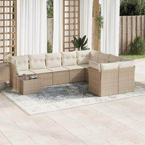 Conjunto de Sofás de Jardín de Ratán Beige, 6 Plazas, Diseño Contemporáneo para Exteriores - Product Image 3