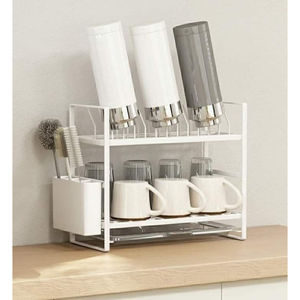 Estante de Almacenamiento de Dos Niveles de Acero Inoxidable para Encimera de Cocina, Estante de Exhibición de Tazas de Alambre Metálico, Organizador de Especias que Ahorra Espacio, ¡Gran Oferta! - Product Image 2