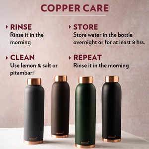 Matte Finish <b>Copper</b> Water <b>Bottle</b> Modern Insulated Style Ayurvedic <b>Drinking</b> <b>Bottle</b> for Home Office Gym Travel and Gifting - Product Image 1