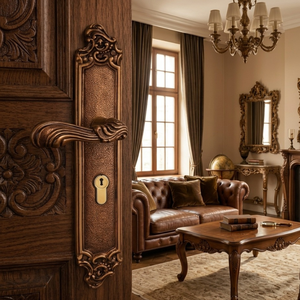 Manija de Puerta Aqua Motus de Diseño, 15 Pulgadas |   Manija de palanca texturizada de latón antiguo |   Herrajes Arquitectónicos de Primera Calidad para Puertas - Product Image 3