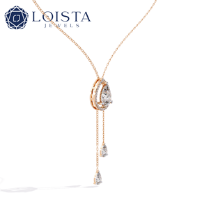 Collier en or rose pour femme LOISTA, diamant taille poire, diamant naturel certifié GIA, bijoux de mariage de luxe - Product Image 1