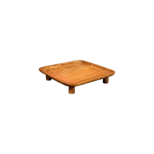 Assiette carrée classique 100% bois poli mat 11 pouces, noir et blanc, empilable, pour viande, dessert, plats occidentaux, service de table - Product Image 3