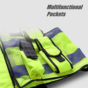 Gilet de sécurité réfléchissant réglable haute visibilité orange fluo avec porte-badge transparent et passants pour radio - Product Image 2