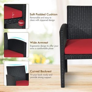 Set of 4 Rattan Patio Furniture with <b>Weather</b>-Resistant Cushions Tempered <b>Glass</b> Tabletop <b>Weather</b> Resistant Comfortable Stylish - Product Image 6
