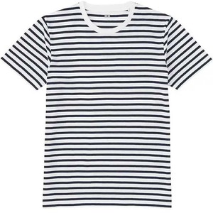เสื้อยืดลายทางผู้ชาย สีเขียวขาว สไตล์ลำลอง แขนสั้น คอกลม ทรงปกติ ผ้าถัก - Product Image 6