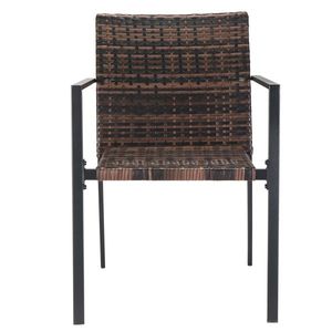 Set of 2 <b>Stackable</b> Outdoor Wicker Patio Dining <b>Chairs</b> with All-Weather Armrests Steel Frame <b>Garden</b> <b>Chairs</b> for Patio Deck Use - Product Image 5