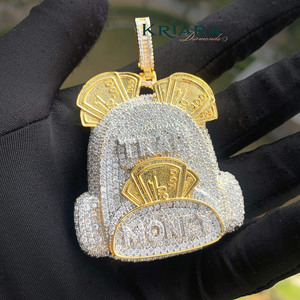 Colgante de Bolsa de Dinero, Plata 925, Chapado en Oro de 14K, con Moissanita, Estilo Hip Hop, Unisex, para Fiestas - Product Image 1