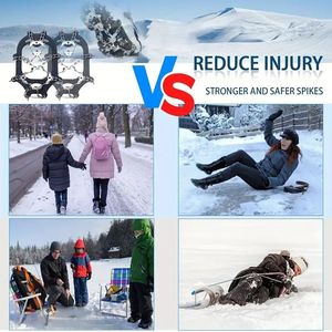 Dello stivale antiscivolo in acciaio inox da 19 pezzi con pinzatura per ghiaccio da neve per camminare-scarpe nere artigli accessori per sport invernali - Product Image 5