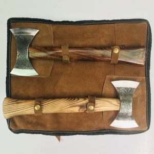 Handmade Flat Backed <b>Axe</b> Head Carbon Steel Blade Wood <b>Handle</b> with Leather Sheath DIY Industrial Grade Garden Pruning Hatchet - Product Image 5