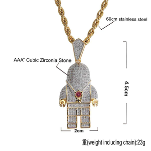 Collar de Lujo con Colgante de Figura de Dibujos Animados Iced Out, con Moissanita Dorada, Estilo Hip Hop - Product Image 5