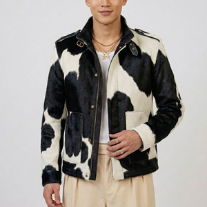 Latest Wholesale High Quality Custom Made Cowhide <b>leather</b> Skin Made Hair on <b>Leather</b> <b>Jackets</b> For <b>Men</b> Casual Wear - Product Image 1