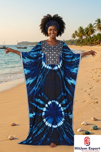 Printed <b>Kaftan</b> Dress Women Lightweight Beach Cover Up <b>Summer</b> Wear Loose Fit Custom Fabric Bulk Manufacturing and Export Supply - Product Image 3