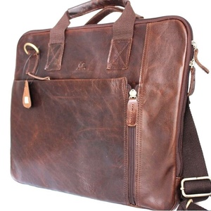 Porte-documents pour ordinateur portable en cuir véritable pour homme avec bandoulière, design moderne pour le bureau, imperméable et léger - Product Image 3