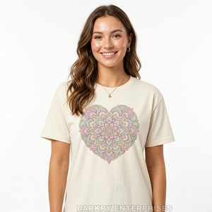 Fashion Women Graphic T-<b>Shirt</b> Heart <b>Flame</b> Print Tee Charcoal Cotton Short Sleeve Top Manufacturer Custom DTG Printing Logo - Product Image 3