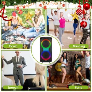 Altoparlante Portatile Wireless per Feste con 7 Luci Colorate, Telecomando, Funzione TWS, Radio FM, Lettore USB e Schede MMC - Product Image 5