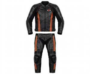 Traje de Motociclismo de Cuero Negro y Amarillo Personalizable con Estampado para Hombre, Chaqueta y Pantalones, Conjunto de Equipo de Protección para Conducir - Product Image 4