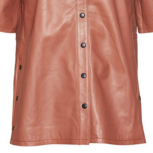 Womens Faux Leather Crop Top Long Sleeve Button Shirt Slim Fit Casual Fashion <b>Blouse</b> Soft PU Leather Clothing Stylish Streetwear - Product Image 5