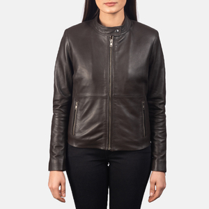 Veste d'hiver en cuir véritable pour femme, coupe ajustée, fermeture éclair et boutons sur le devant, doublure douce, fabrication sur mesure OEM ODM, marque privée, vente en gros - Product Image 4