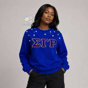 เสื้อสเวตเชิ้ตประดับมุกสำหรับผู้หญิง Sigma Gamma Rho ปักตัวอักษรกรีก คอกลม แขนยาว สไตล์ลำลอง เสื้อพูลโอเวอร์สำหรับชมรมนักศึกษา - Product Image 5