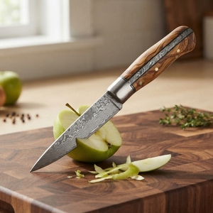 Cuchillo de Caza Artesanal de Acero de Damasco Forjado con Hoja Fija y Mango de Madera para Supervivencia al Aire Libre, Bushcraft y Bricolaje (DIY) - OEM - Product Image 2