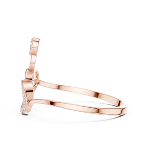 Anillo de oro macizo de 14k para mujer con diamante de corte redondo minimalista de doble forma redonda, ideal para regalo, compromiso, aniversario, boda. - Product Image 6