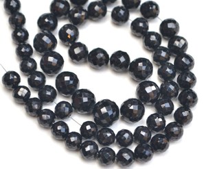 Cuentas redondas facetadas de espinela negra natural, hilo de piedras preciosas, cuentas sueltas para la fabricación de joyería al por mayor - Product Image 4