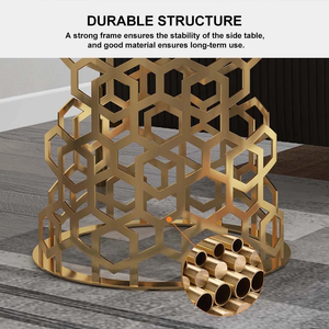 Innovative Etching Design Round Side <b>Tables</b> Gold Plated Metal <b>Sofa</b> <b>End</b> <b>Table</b> for Living Room, Drawing Room, Office India Sale - Product Image 4