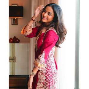 Hermoso conjunto de Top Plazzo y Dupatta para mujer con trabajo de punto chino para fiestas - Product Image 1