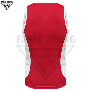Ensemble short et maillot de boxe sans manches rouge et blanc avec logo personnalisé, short de Muay Thai respirant, tenue d'entraînement de boxe pour la salle de sport - Product Image 4